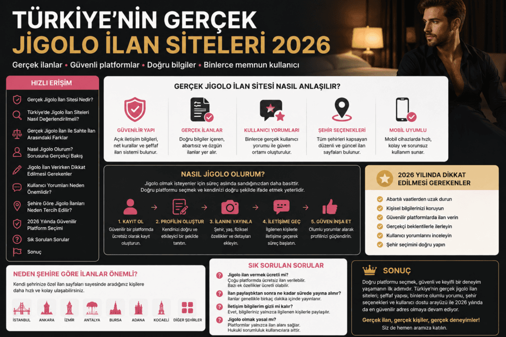 Türkiye'nin Gerçek Jigolo İlan Siteleri 2026 1 Gerçek Jigolo